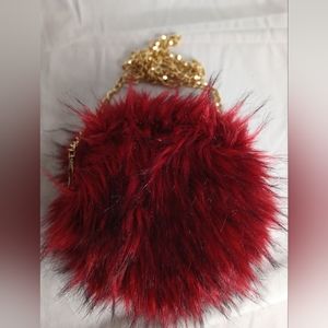 Red/Black Faux Fur Zip Crossbody